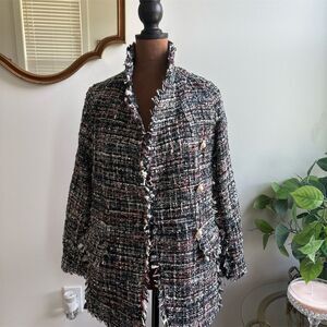 COMME USA‎ Women's Tweed Jacket Multicolor Size S Button-Up Casual